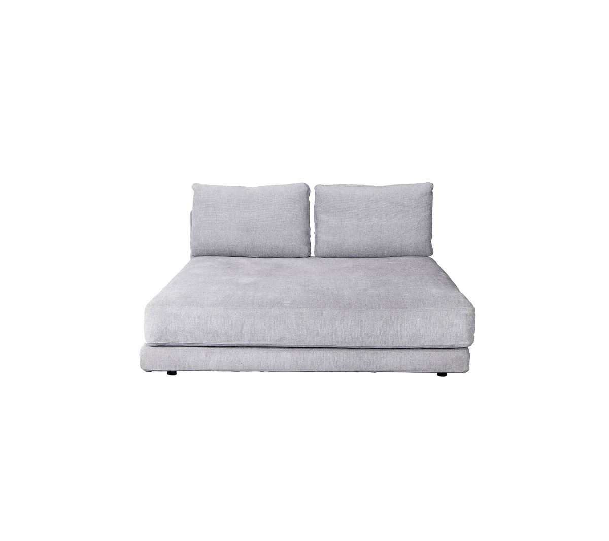Stylish gray sofa with two back cushions, offering a modern and minimalist design ideal for contemporary spaces.