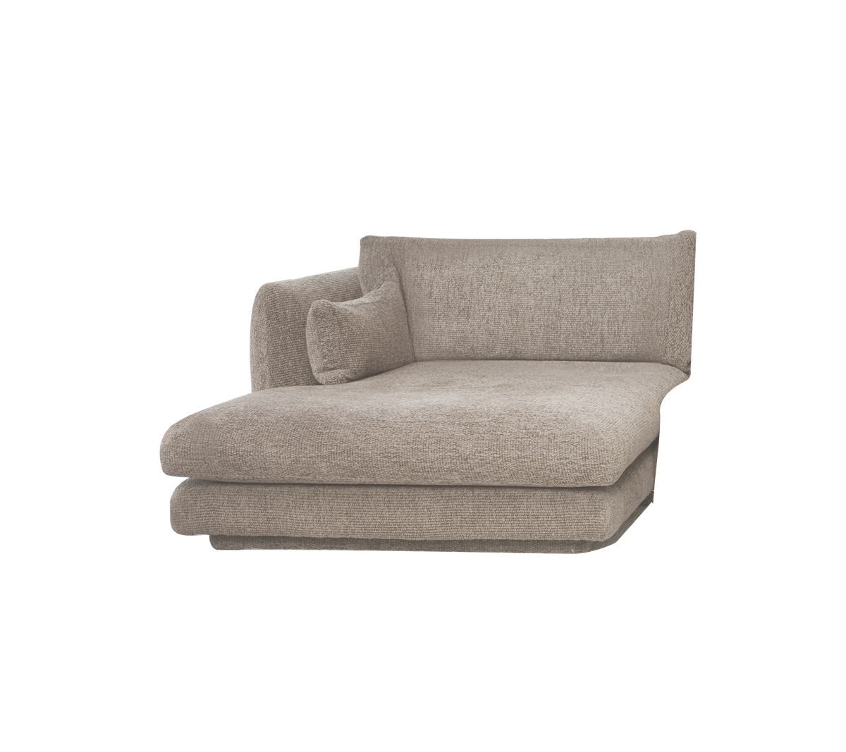 Light brown chaise lounge with a simple and contemporary design.