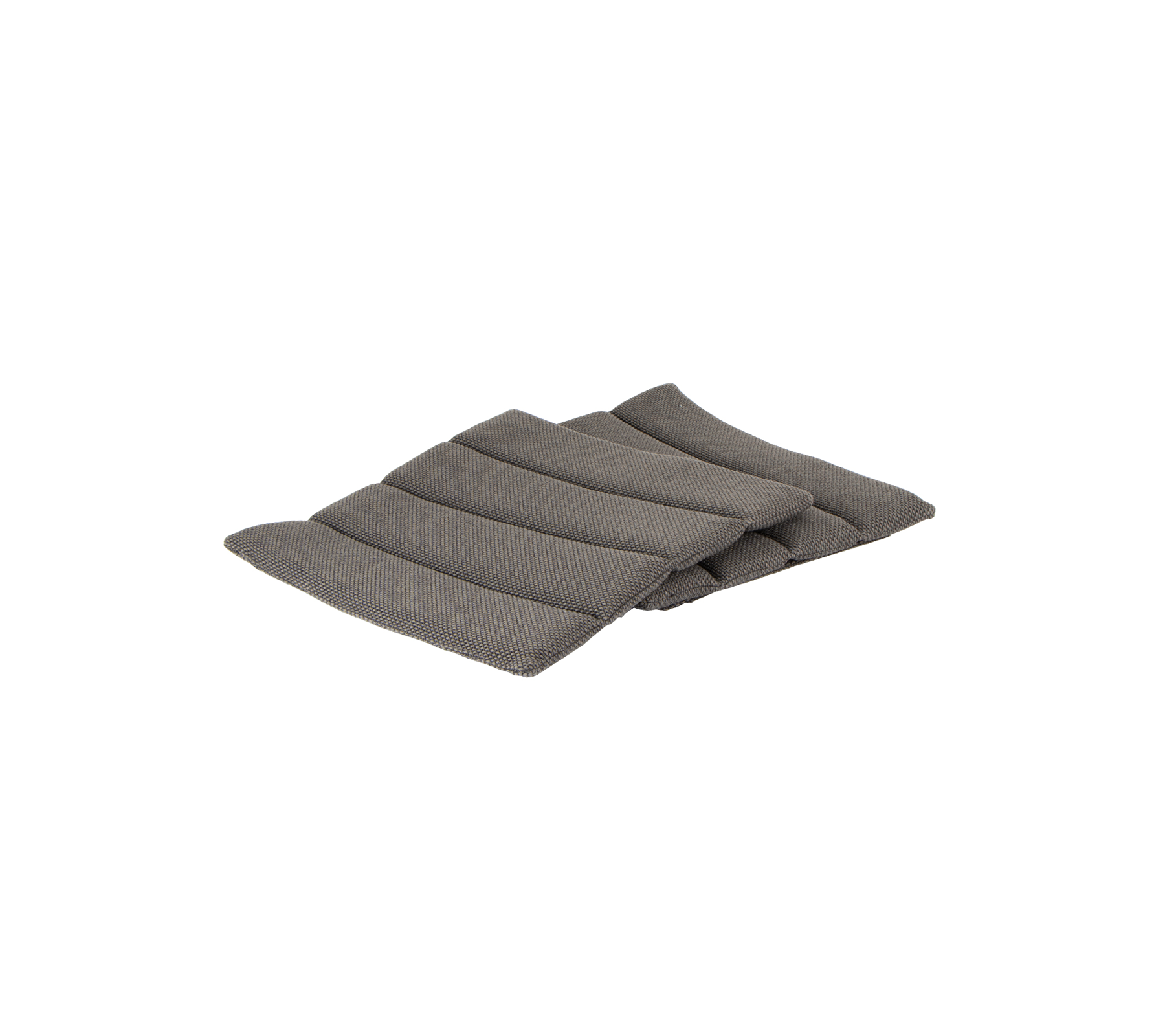 Gray fabric cushion with a quilted design, featuring multiple padded sections for added comfort. Perfect for seating or support.