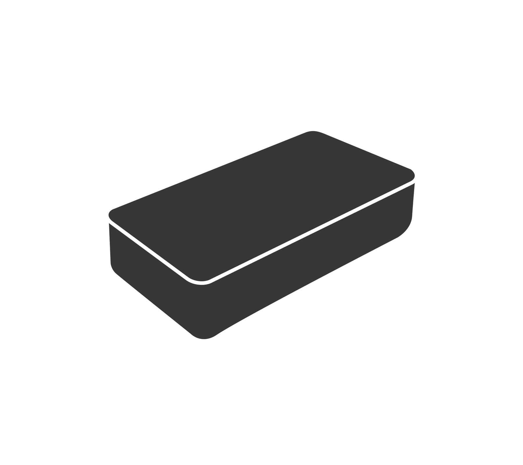 Black rectangular container with a lid, suitable for storage or organization.