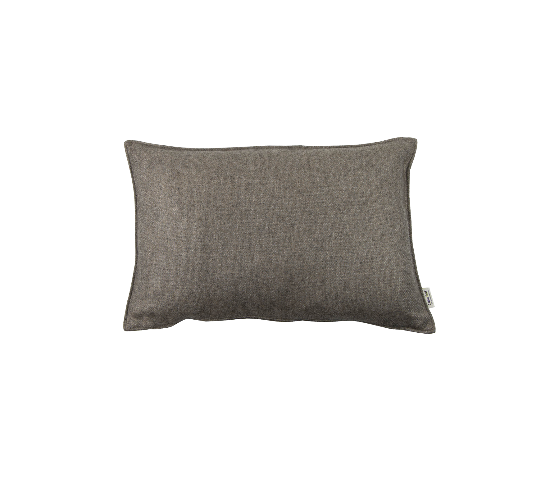 Rectangular pillow in a soft, textured gray fabric, adding a cozy touch to any setting.